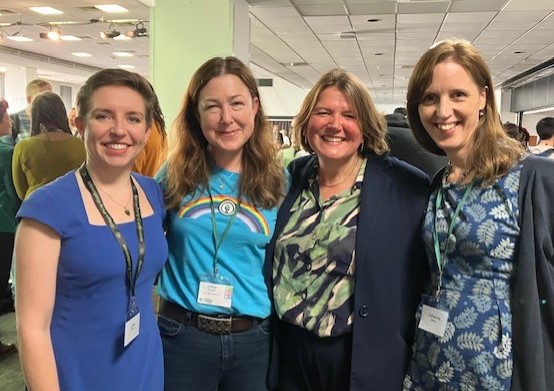 Chloe Turner and Catherine Braun with (left) Green Party co-leader Carla Denyer and (third left) Ellie Chowns, Green parliamentary candidate for North Herefordshire.