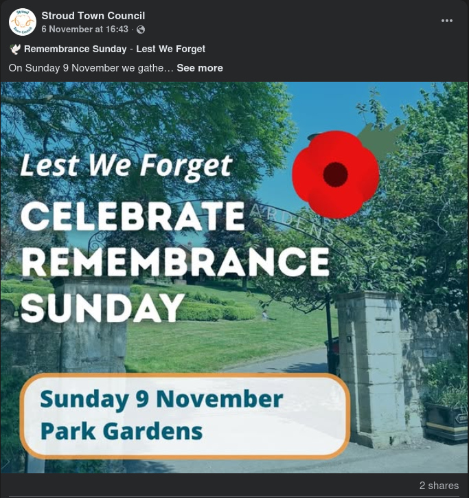 Official call to celebrate Remembrance Sunday