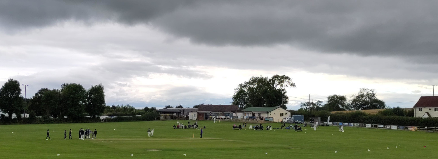 Cricket pitch in use at Dursley Rugby Football club.