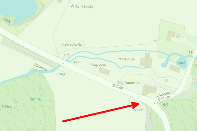 Map where the Cotswold Way crossed the B4060